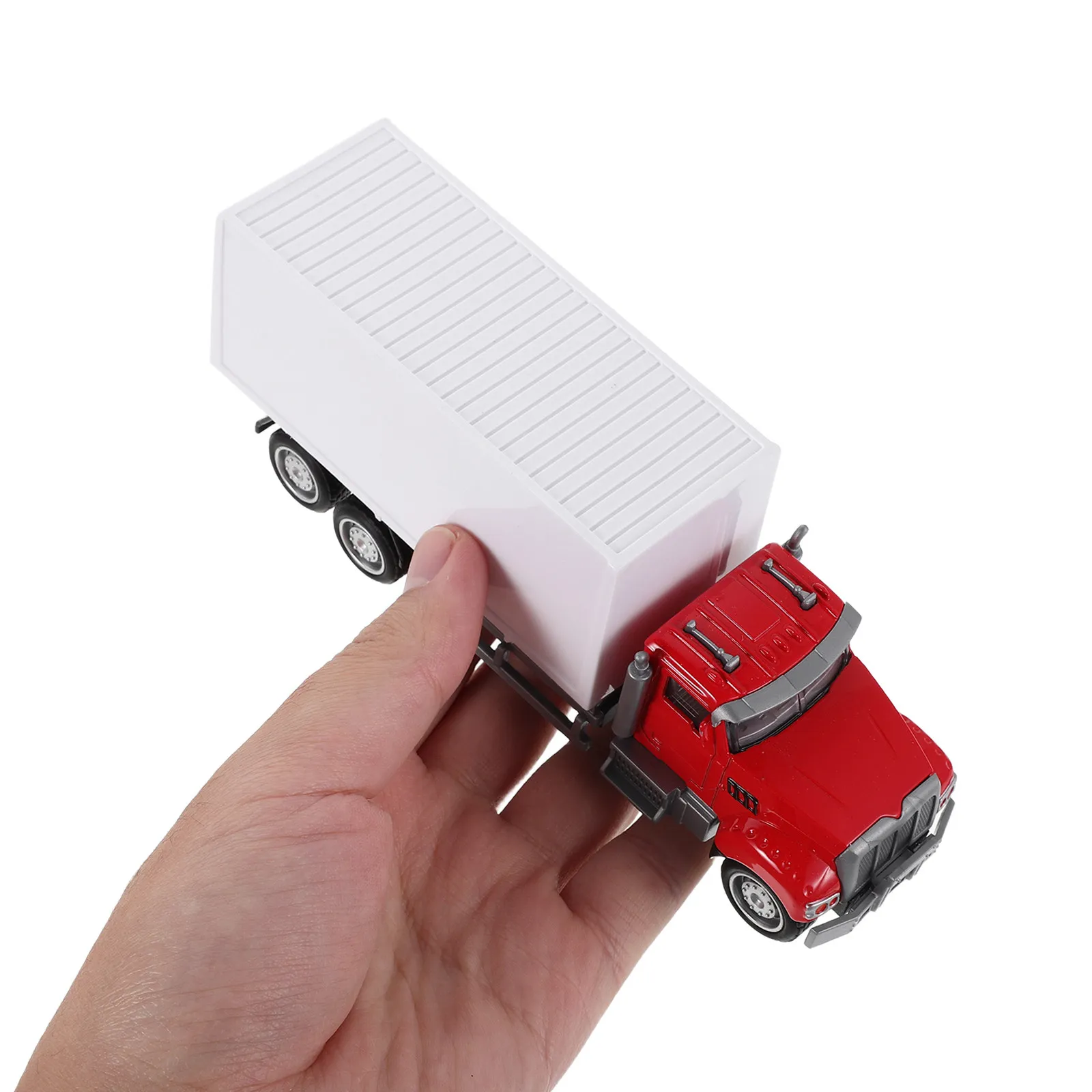 Diecast 15.5cm Alloy Semi Truck Construction Carrier Vehicle Friction Powered Container Trailer for Kids Mini Semi Truck