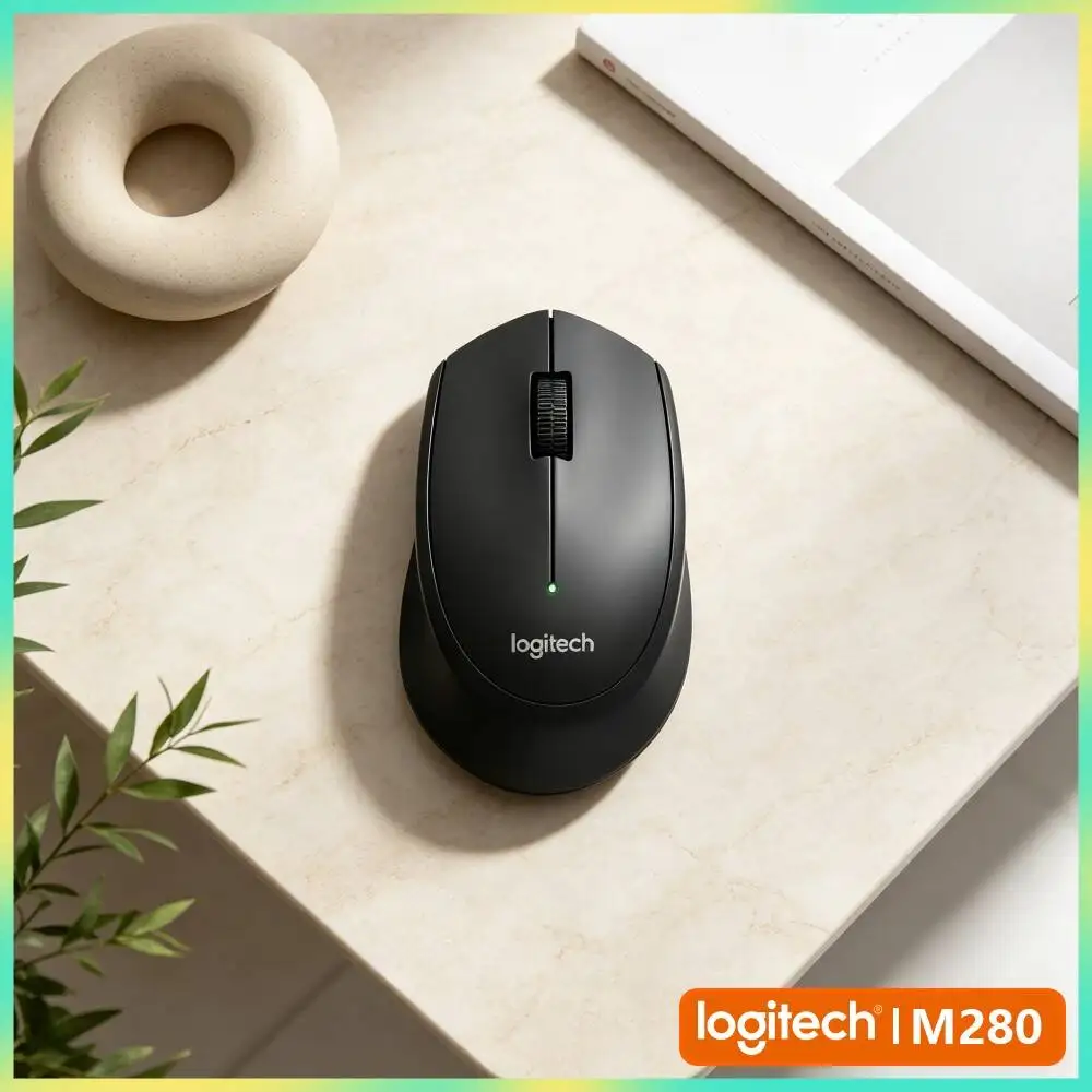 Logitech M280 Ergonomic Wireless Mouse Non-Slip Rubber Grips 2.4GHz Nano Receiver 10m Range for Office PC Linux Mac