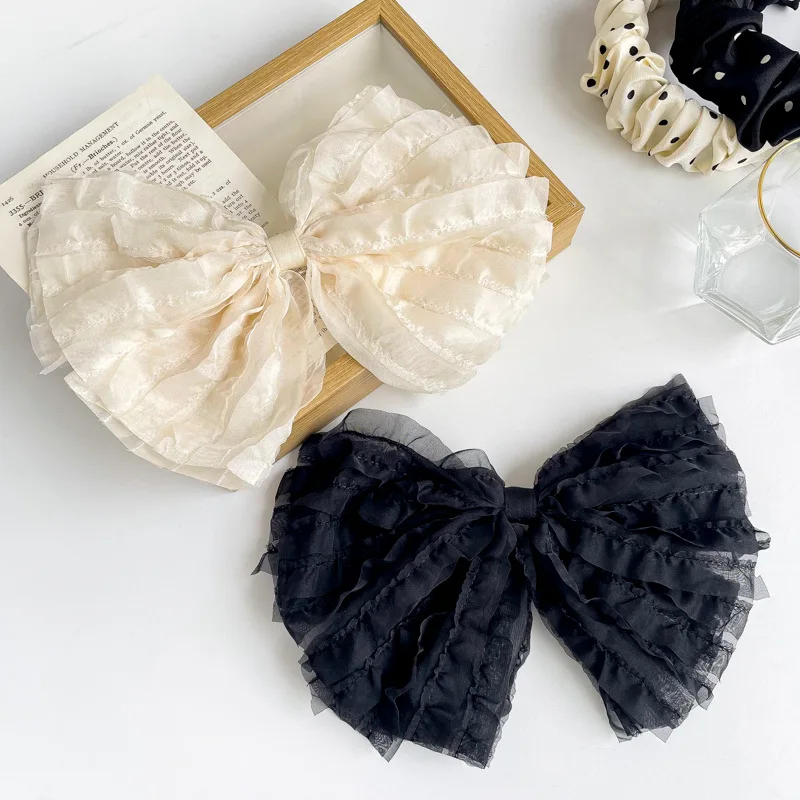 1PCS Fashion Temperament Lace Chiffon Bow Hair Clips For Women Girls Party Hairpins Hair Accessories