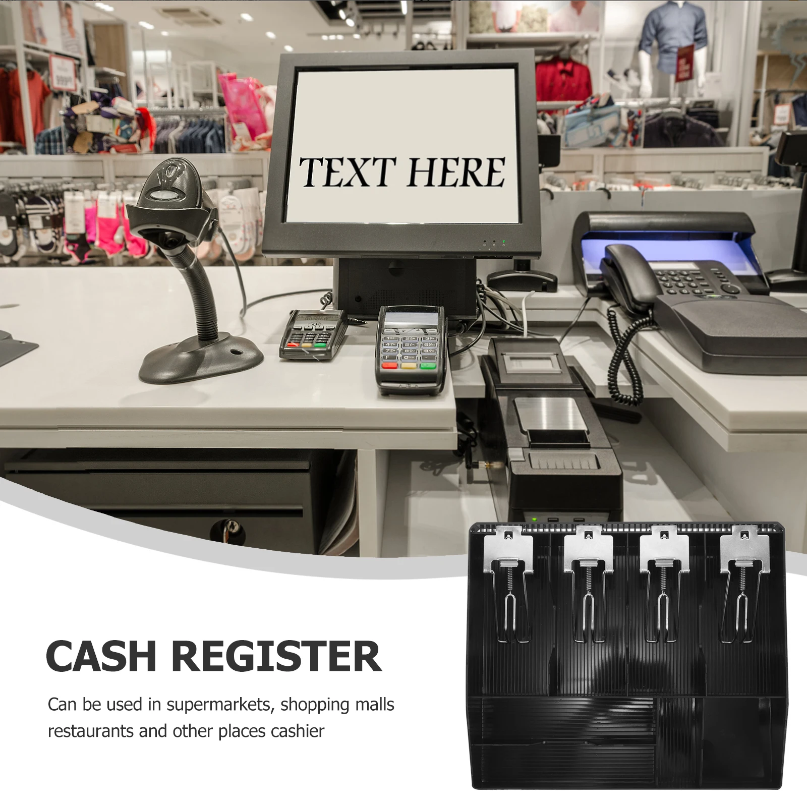 

Cash Register Drawer Plastic Metal Replacement Tray Multi Compartment Organizer for Cash Coins Store Use Money Tray