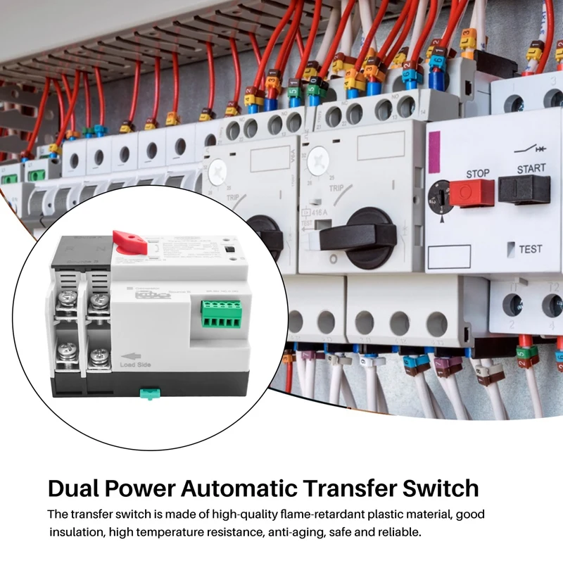 TOMZN Din Rail 2P ATS Dual Power Automatic Transfer Switch Electrical Selector Switches Uninterrupted Power