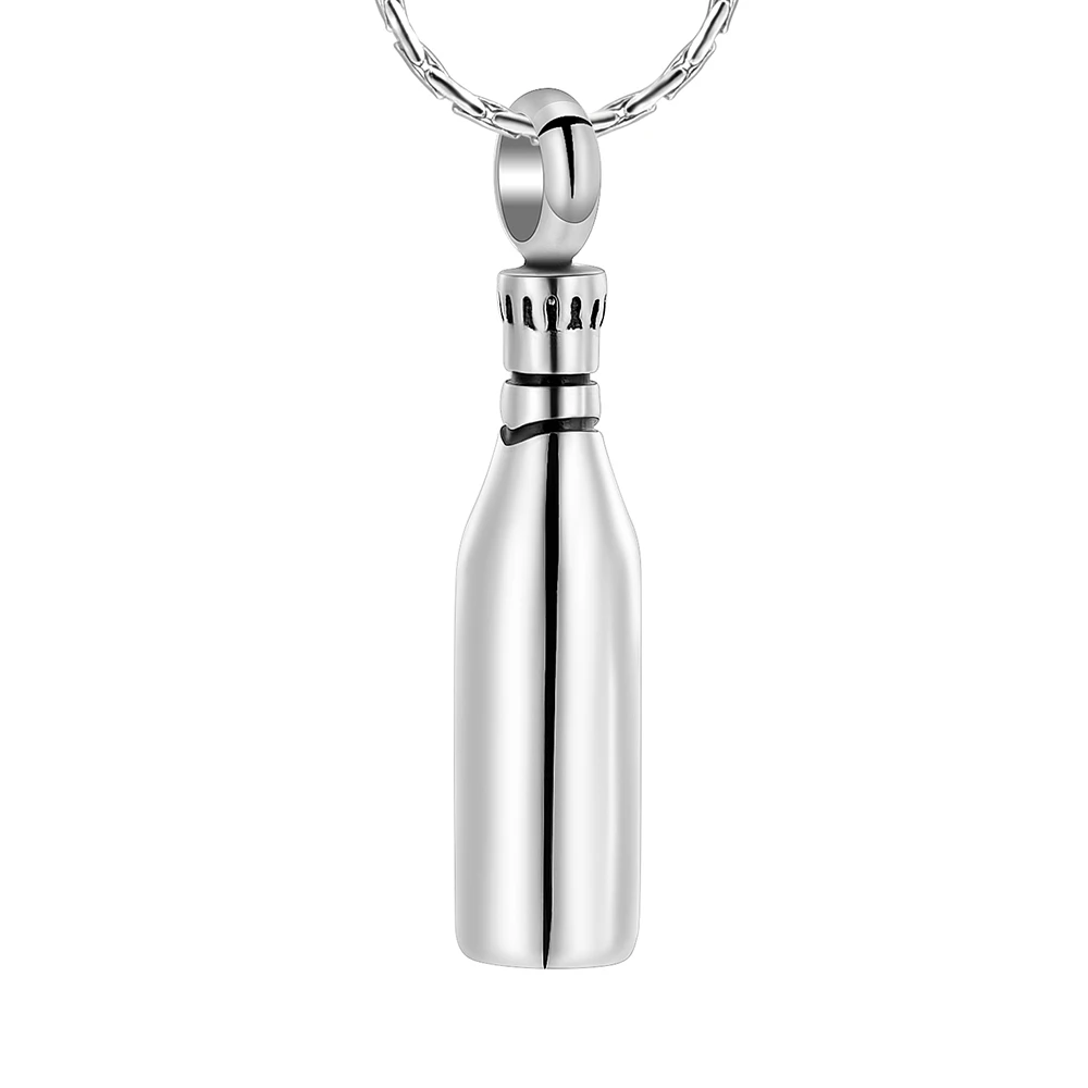 Cremation Jewelry Wine Bottle Ashes Urn Necklace Stainless Steel Memorial Pendant Customize Keepsake
