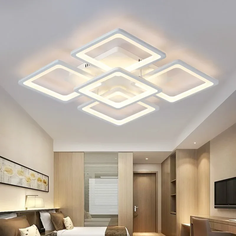 

Rectangle Modern led ceiling chandelier lights for living room bedroom AC85-265V Square fixtures