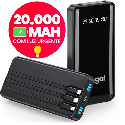 Power Bank 20000mAh com Lanterna Portátil Design Favos de Mel Bateria Externa Alta