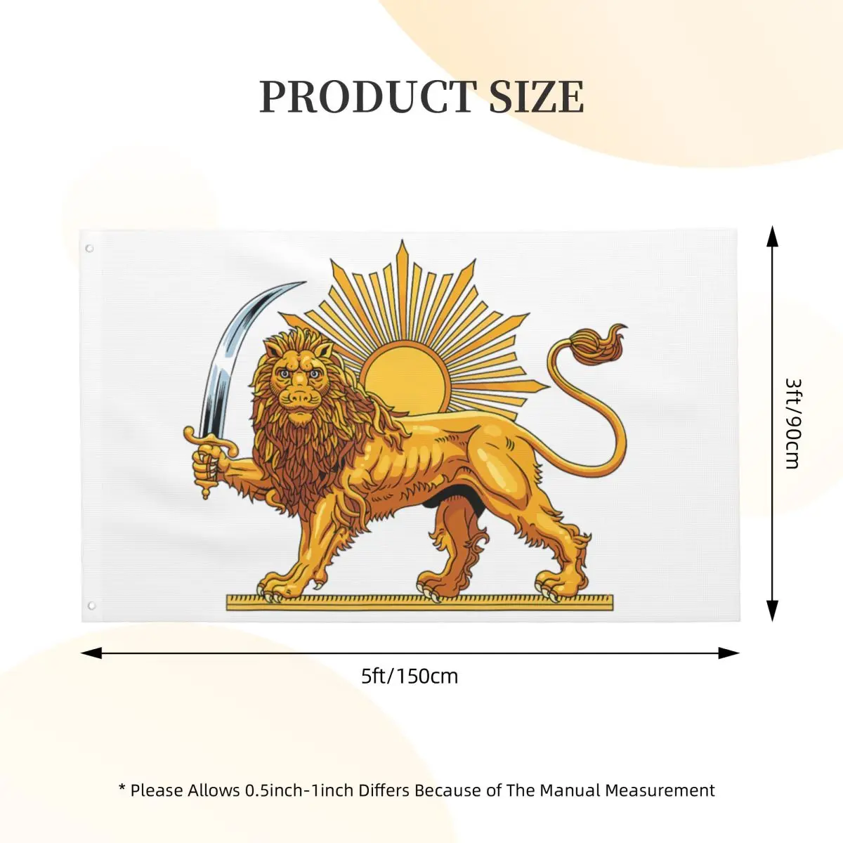 Persian Lion And Sun Iran Persia Flag Graphic 90X150cm Flags Hanging Polyeste Quality Banner For Indoor Outdoor Decor