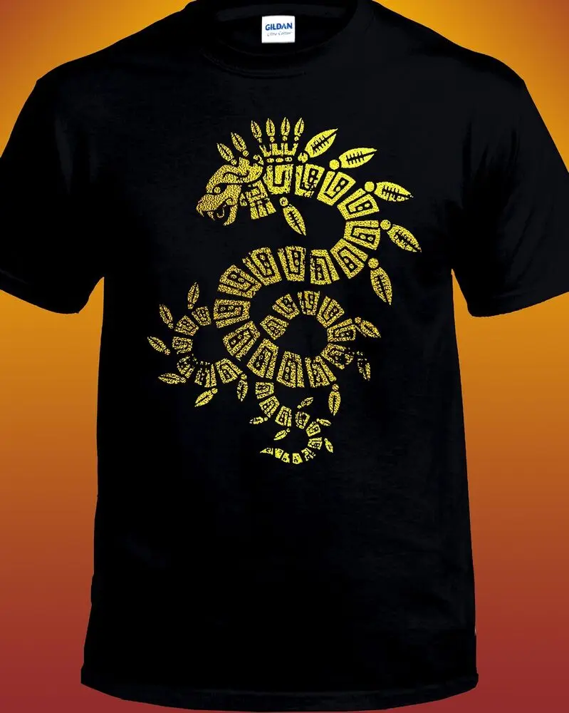 Golden Quetzalcoatl Feathered Serpent T-shirt  High Quality 100%Cotton Short Sleeve