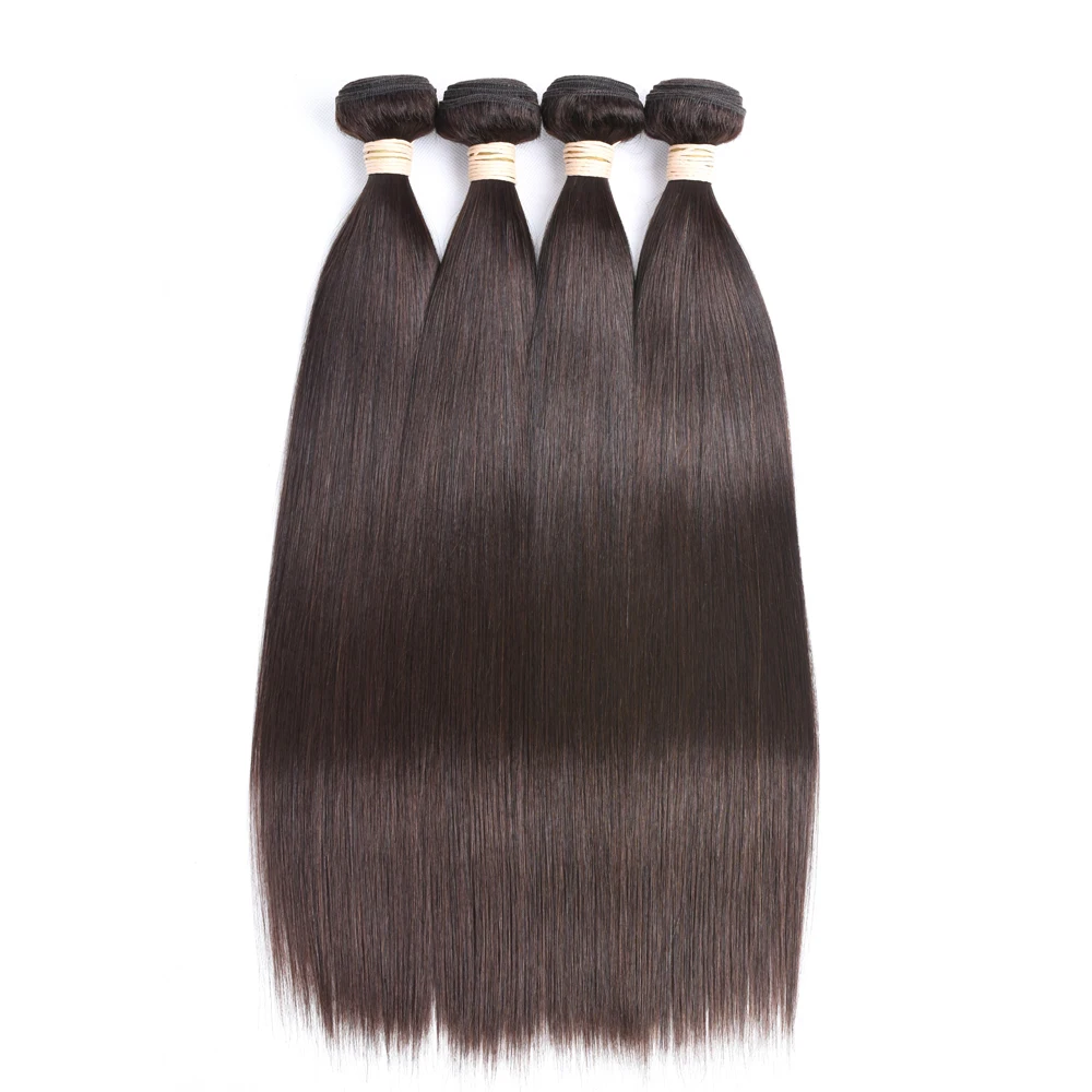 Bone Straight Pacotes de cabelo humano, Brazilian Hair Weave, Chocolate Brown, 100% Virgin, 4 Pacotes, #2, 4 Pcs