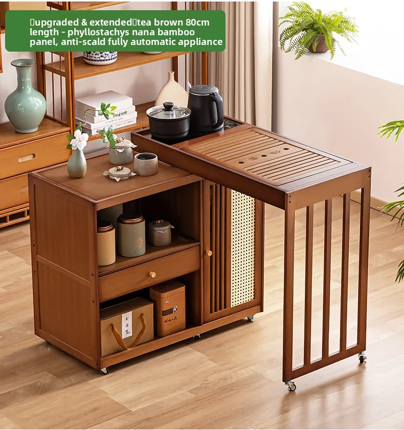 2025 Hot Selling Portable Tea Table with Heating Kettle for Home Balcony Tea Ceremony