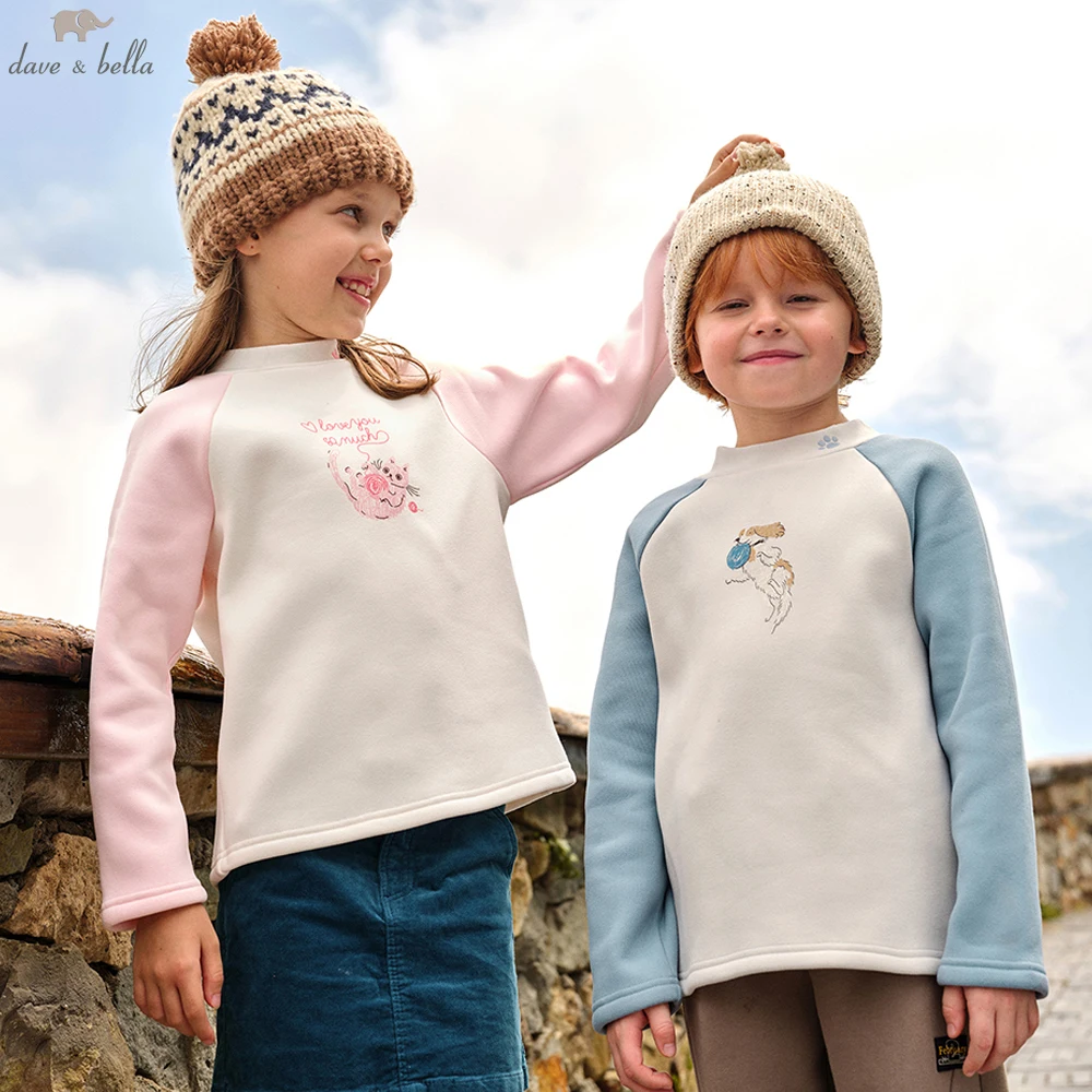

Dave Bella Children Fleece Thicken Autumn Winter Bottoming T-shirts Boys Gilrs Half High Collar Long Sleeve Tops DK4254238