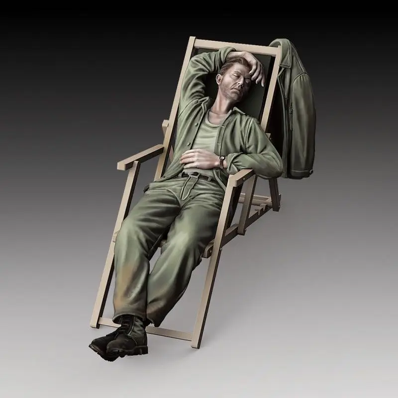 1/35 Resin Soldier Unpainted model Kit, military theme, (includes lounge chair) unassembled and unpainted GK, 673R