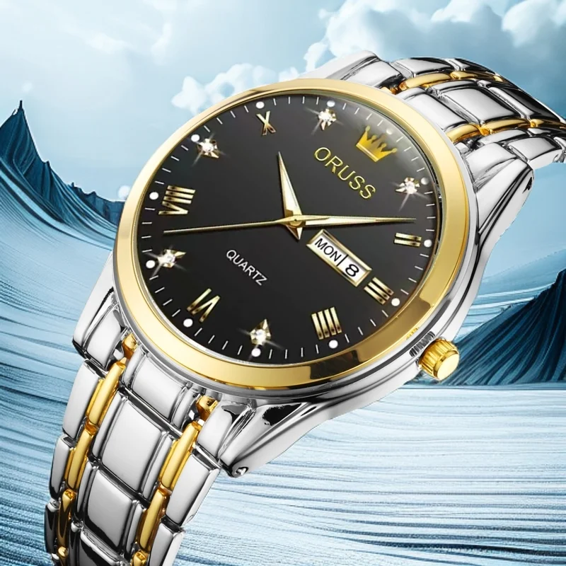 Stylish all-in-one personality men's watch simple and durable handsome steel belt casual temperament student men's watch