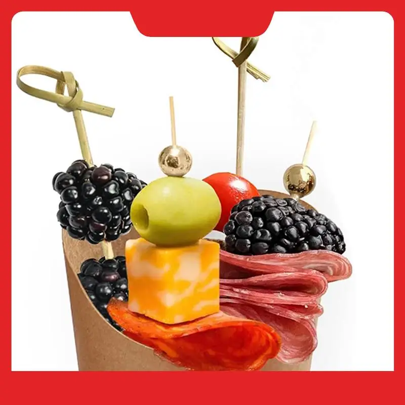 50PCS 14Oz Kraft Charcuterie Cups With 2 Types Of Sticks (200 Total) And Wide Enlarged Top Cutout For Better Display