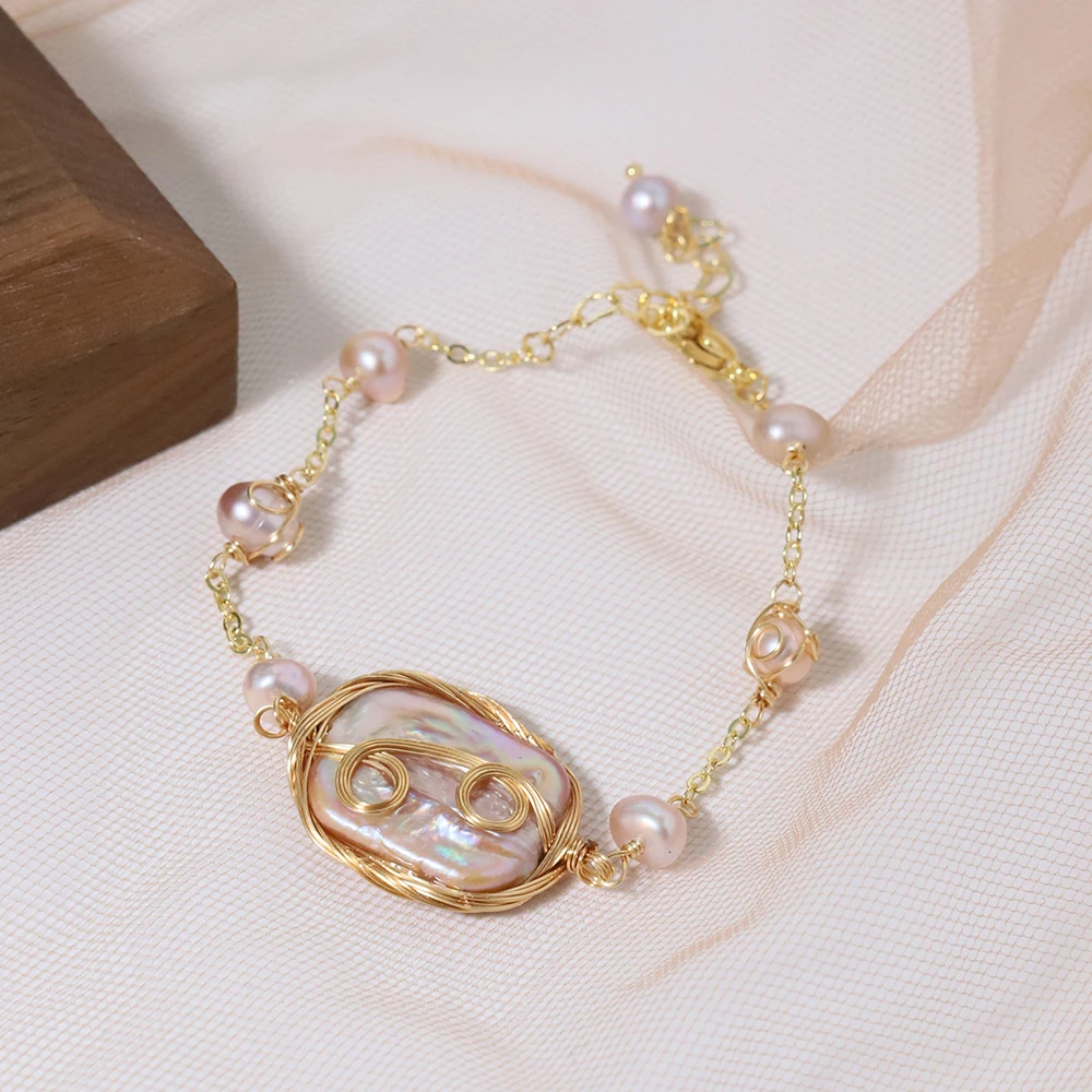 Natural Freshwater Baroque Pearl Bracelet Korean Style Women Luxury Jewelry Fashion Ladies and Girls Gift GB1169