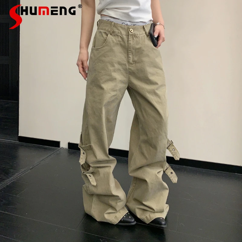 

Women's 2026 Spring Summer New Chic Wide-leg Comfort Pants Women's Pocket Decoration Loose Straight-leg Pants Simple Trousers