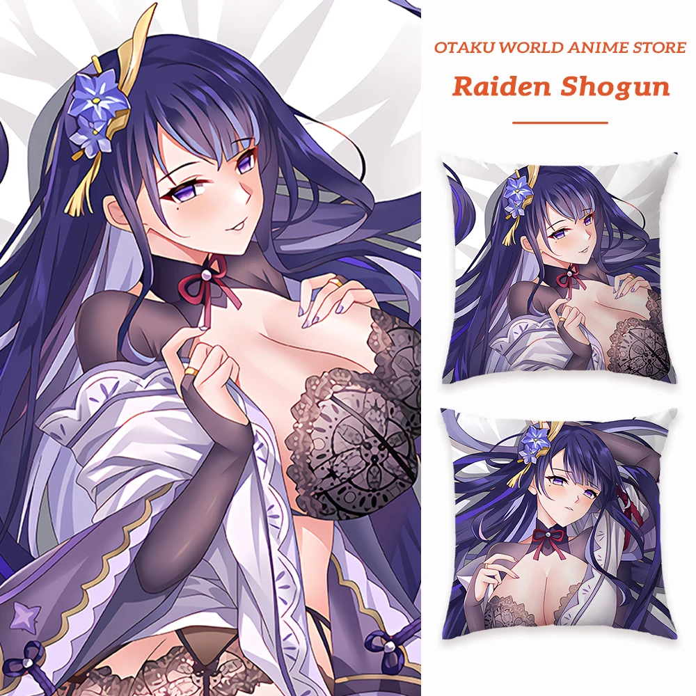 

Raiden Shogun Dakimakura Anime Japanese Otaku Waifu 45x45 2-Side Printed Decor Sexy Hugging Body Pillowcase Cushion Pillow Cover