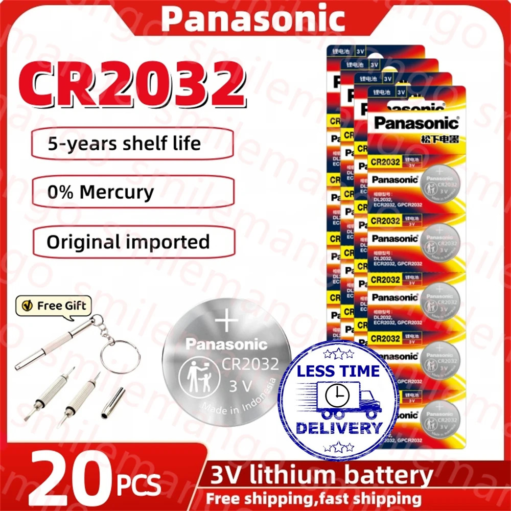 

20PCS Original PANASONIC CR2032 CR 2032 3V Lithium Battery For Watch Calculator Clock Remote Control Toys Button Coins Cell