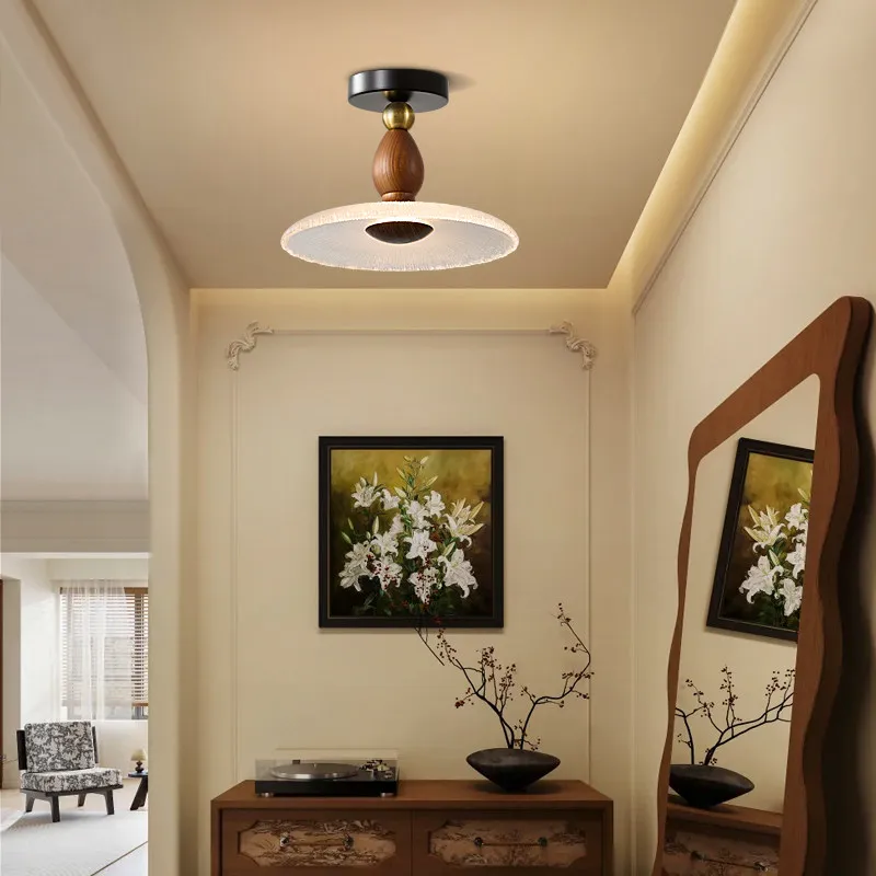 Rotundity Glass Wooden LED Pendant Light Restaurant Bar Bedroom Bedside Living Room Study Modern Nordic Decoration Hanging Lamps