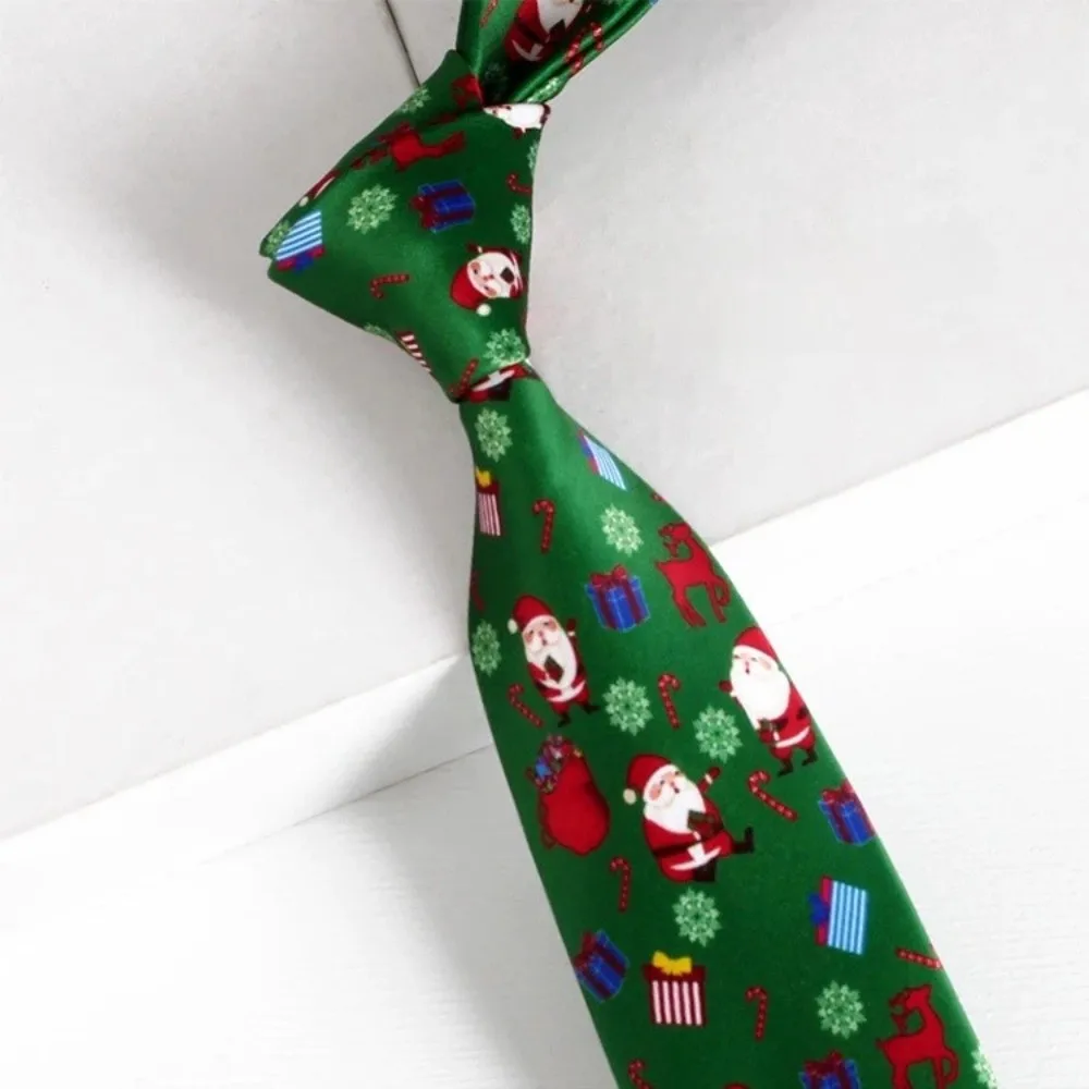 Creative Santa Claus Christmas Necktie Gift Snowflakes Xmas Shirt Tie Christmas Tree Plaid Man Necktie Christmas
