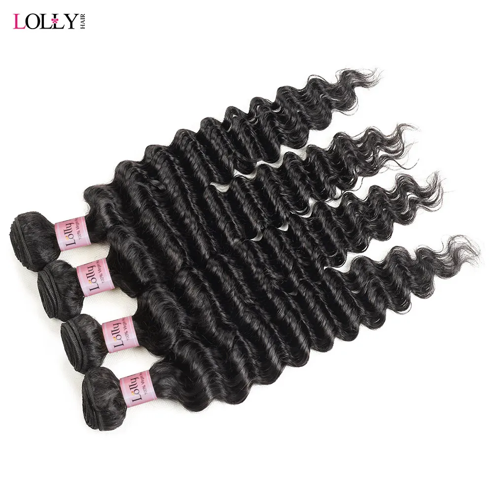 Lolly 10A  Wholesale Deep Wave  Bundles Human Hair Brazilian Hair Weave For Black Women 8-30