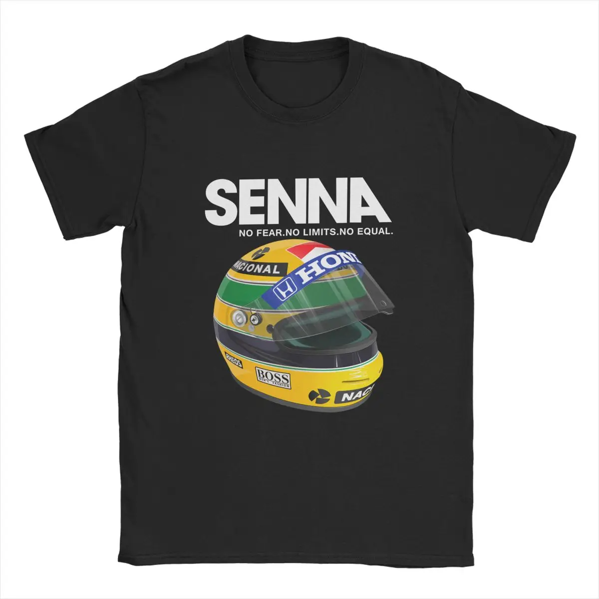 Men Women Ayrton Senna Helmet Racing Car F1 Shirt Outfit Novelty Cotton T Shirt Tee Clothing Original