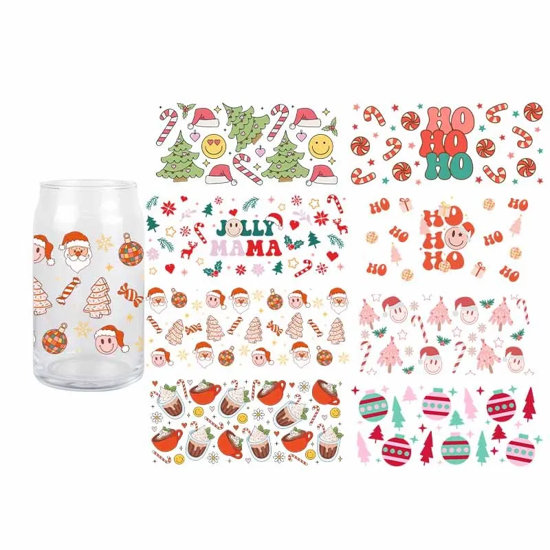 

UV DTF 3D Christmas Transfer Sticker For Wraps Cup Merry Christmas Tree High Quality Libbey Glass Cup