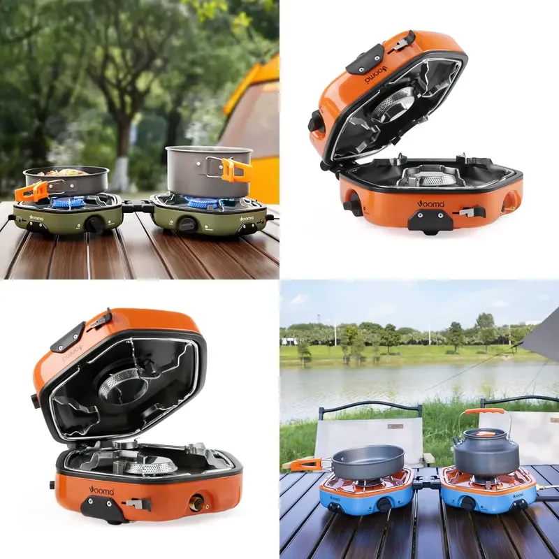 Vooma OEM Ultralight Outdoor Cookware Double Burner Portable Stove with Folding Camping Stove for Outdoor Camping