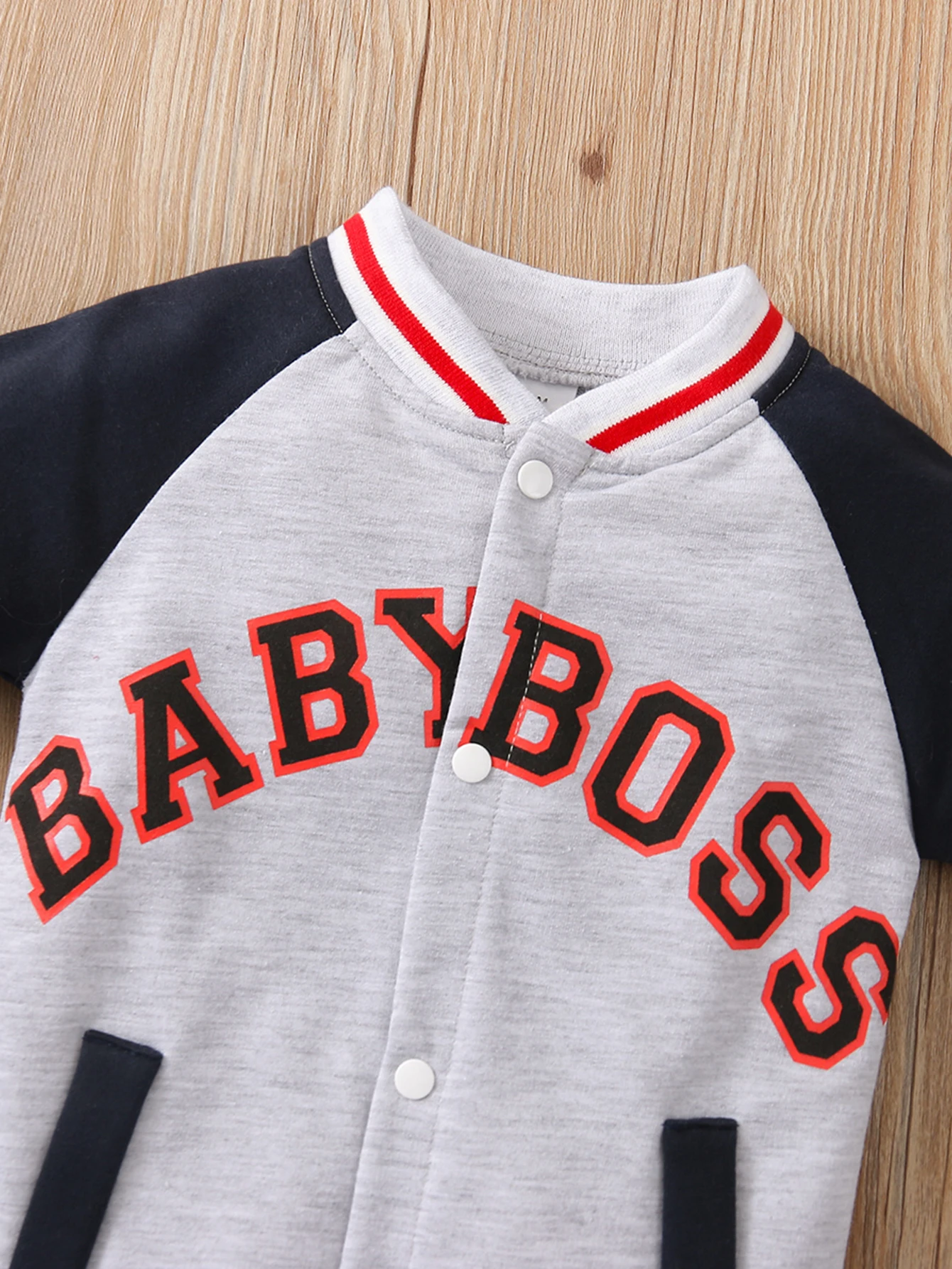 بذلة أطفال أولادي بأكمام طويلة مطبوعة بحروف ، رمادية ، رقبة مستديرة ، عصرية