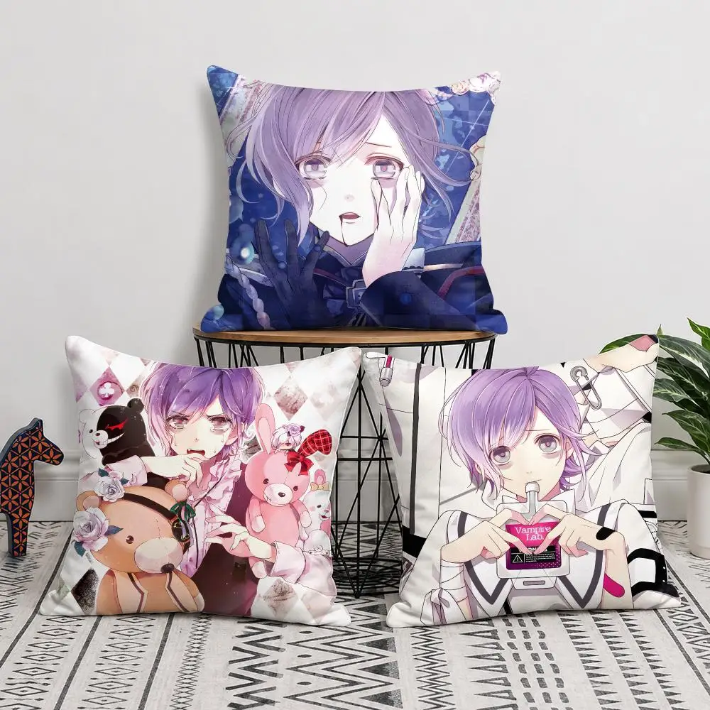 Funda de cojín de Anime D-Diabolik Lovers, fundas de almohada de felpa de doble cara para sofá, cremallera invisible transpirable orgánica