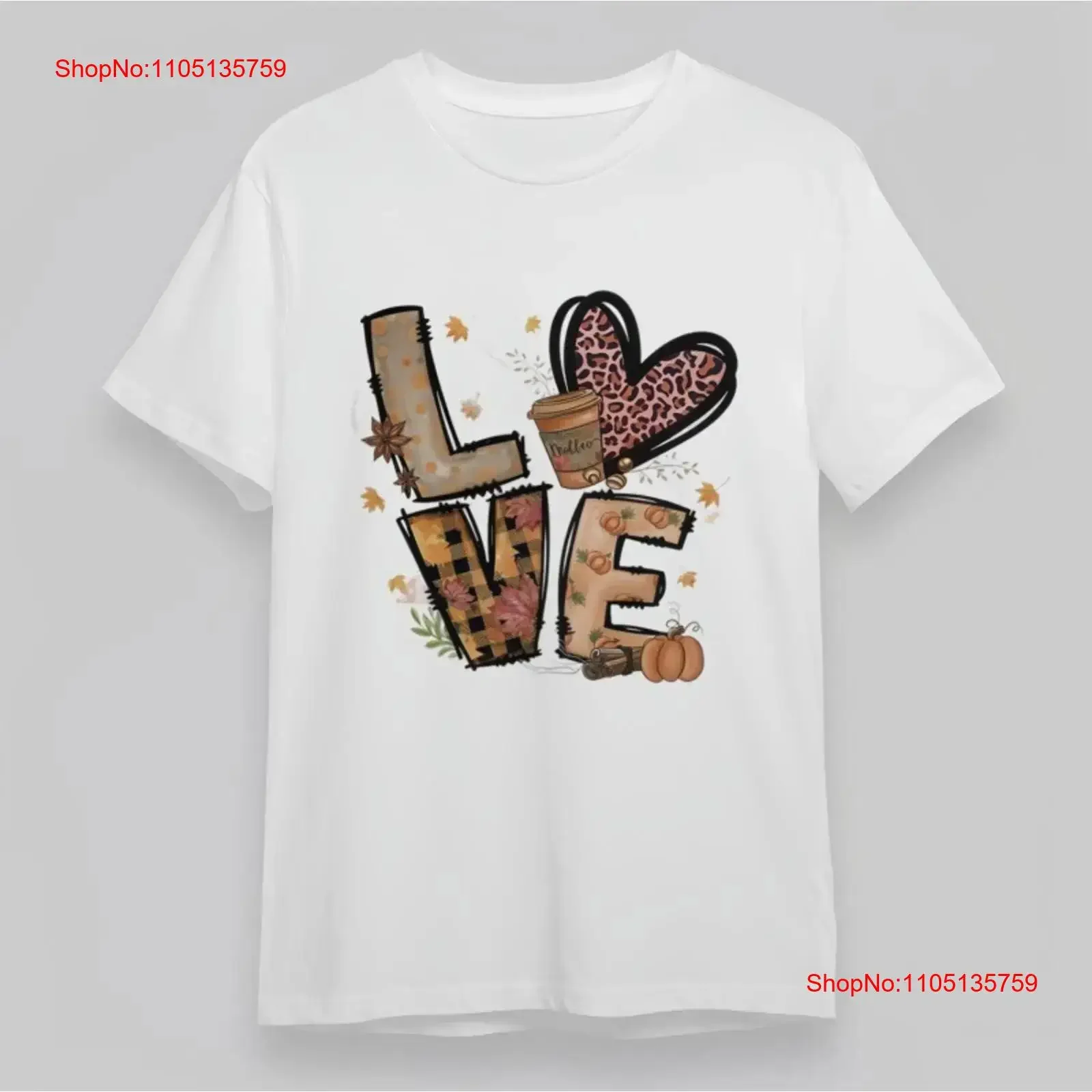 Women's Comfy Classic T Shirt Eclectic Love Pattern With Coffee Cup vintage Washed homme Unisex Breathable Casual Comfortable