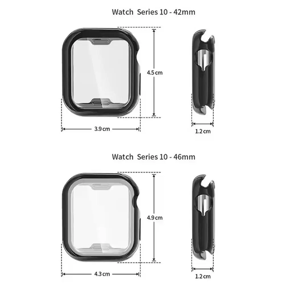 Case for Apple watch 10 42mm 46mm Full Coverage Bumper Soft TPU+tempered Glass Protective CoverShell Accessories