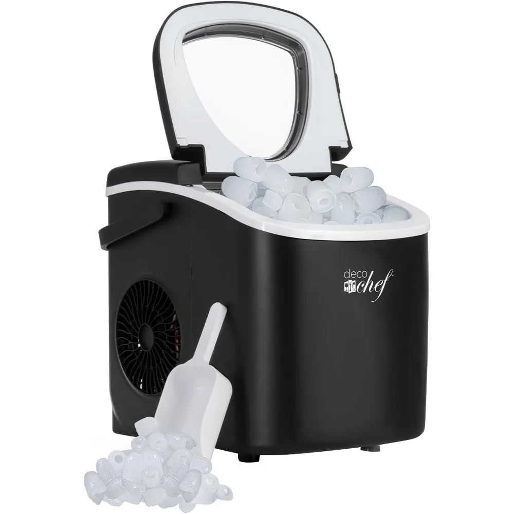 

Compact Countertop Ice Maker, 26LBs in 24HRs, 9 Bullet Ice Cubes Ready in 6 Minutes, Lightweight and Portable with Handle