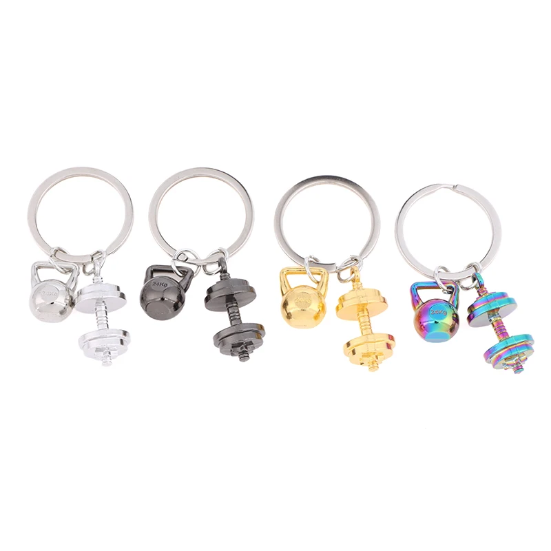 Mini-Hantel-Schlüsselanhänger aus Metall für Männer, Doppelhantel, Fitness-Promotion, kleines Geschenk, Zubehör zum Aufhängen am Rucksack, Schlüsselanhänger – Detail 5