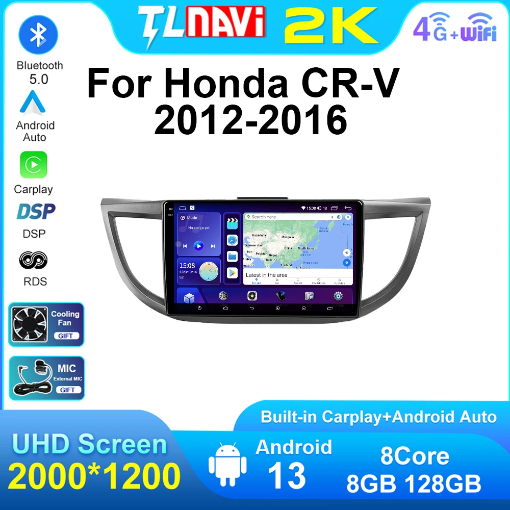 For Honda CRV CR-V 2012 2013 2014 2015 2016 Car Radio Android Auto Carplay Multimedia Player GPS Navigation Stereo Head Unit