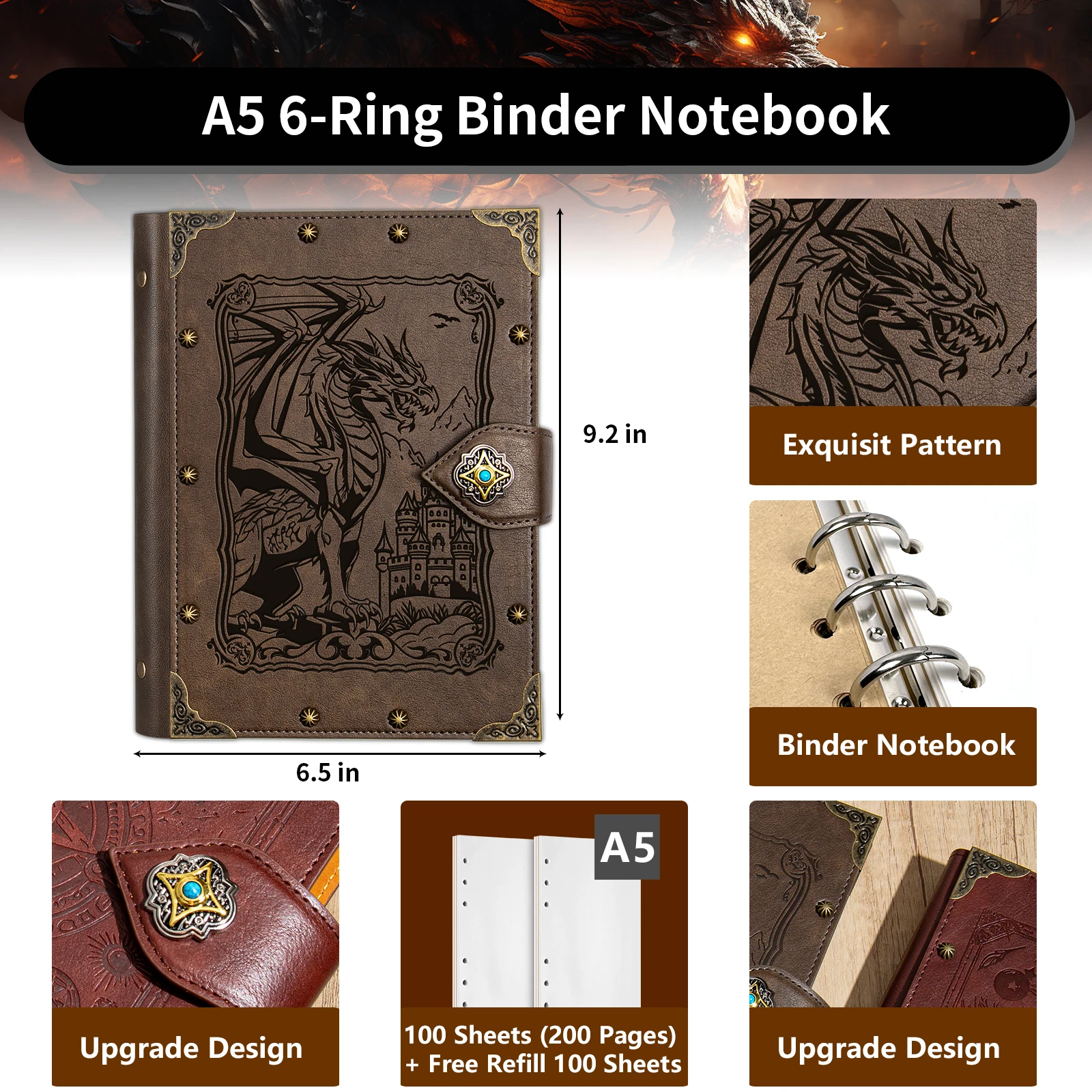 DND Notebook Journal Journal,Resin Engraving Notebook,Blank Paper,Hardcover Travel Notepad for Dungeons and Dungeons