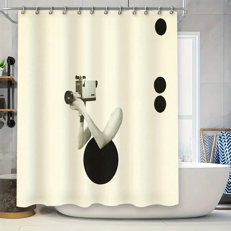 

Vintage Bathroom Shower Curtain Black and White Photo Hollywood Glamour Deco Film Retro Washroom Decor Home Textile