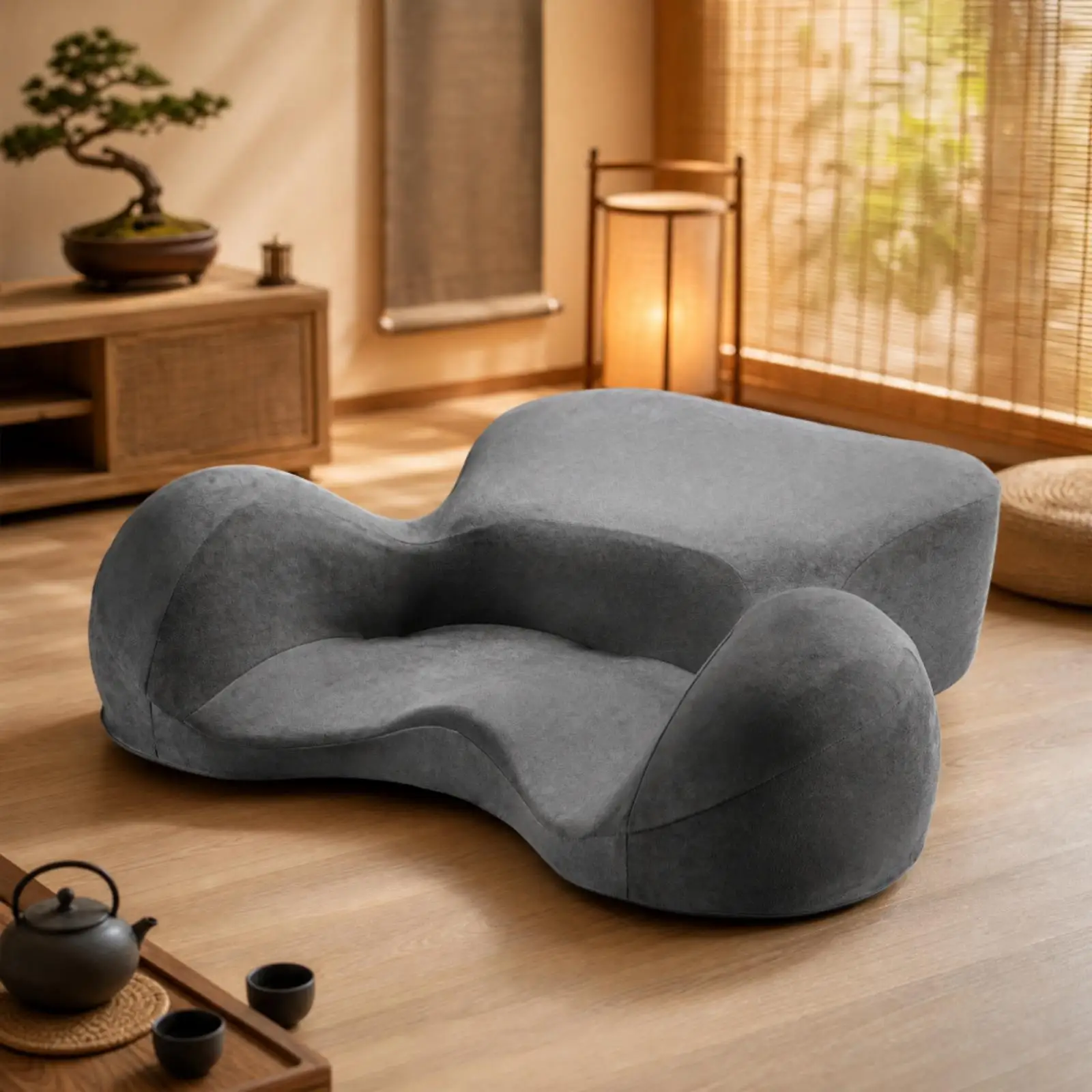 Contoured Meditation for seat Cushion with Side Support for Extended Floor Sitting Activities Like Yoga Prayer Reading and Rest