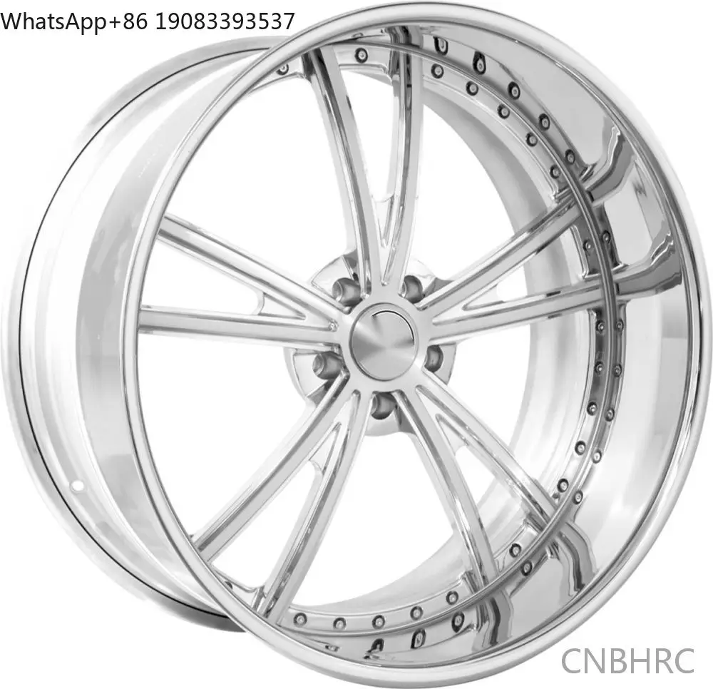 

2-piece Aluminum Alloy Wheel Rim 19 20 21 22 23 Inch Silver Brushed Face Chrome Lip Deep Dish Dual Spokes Passenger Car Wheels
