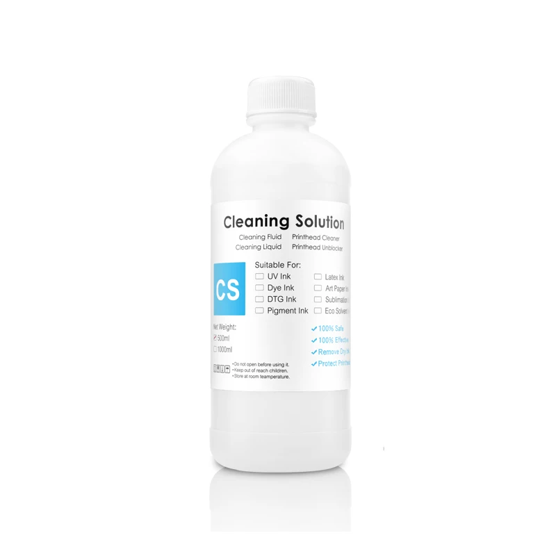 Solución de limpieza de tinta Eco solvente, líquido para Epson L1800, DX5, DX7, TX800, XP600, Mimaki JV3, JV33, JV34, CJV5, JV5, Roland, 500ML