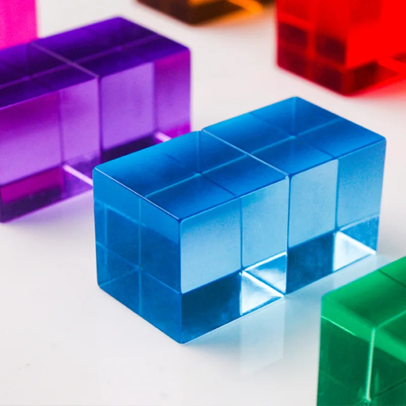 Licht- en schaduwbouwsteen Kleurblok Afgeschuinde kubus met hoge doorlaatbaarheid Educatief speelgoed Regenboog vierkante stapelmuziek