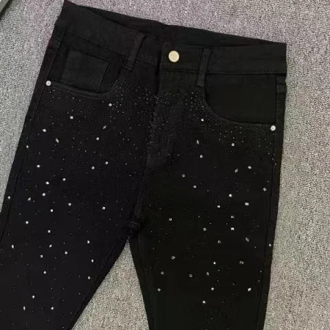 Pantalones vaqueros con diseño de cuentas para hombre, pantalón de diseñador, moda recta Retro, pantalones de chándal casuales, Joggers de invierno, ajuste Delgado, alto y cálido