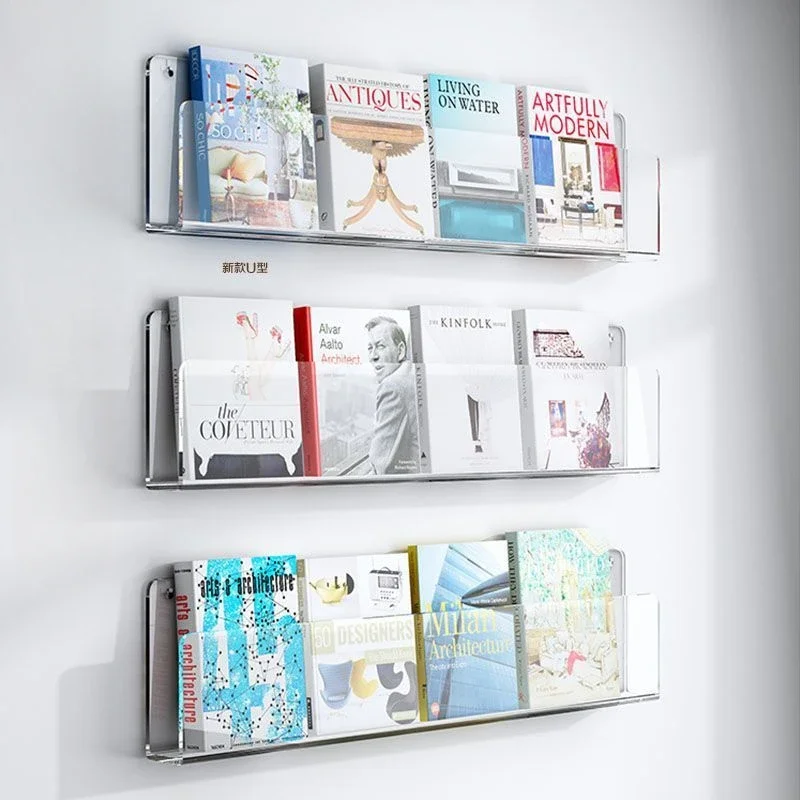 Non-perforated Acrylic Bookshelf Children's Bookshelf Wall-hung Picture Book Invisible Transparent Shelf U-shaped Home Storage