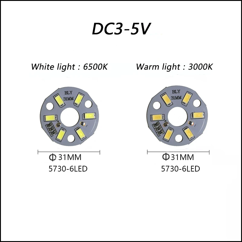 Wysoka jasność LED SMD5730 DC3-5V kolor koralik świetlny tablica świetlna żarówka okrągła transformacja źródło światła Dia 32MM biała ciepła, jasna.