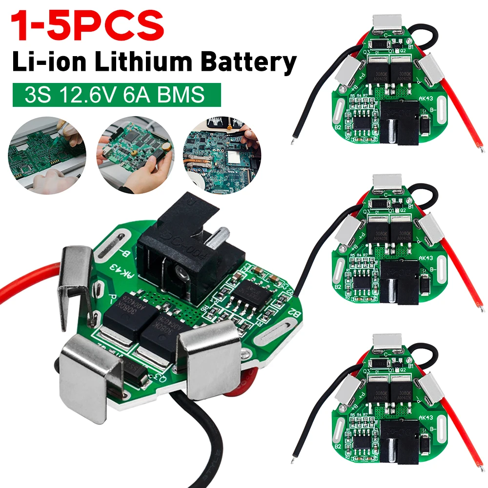 1-5PC 3S 12.6V 6A BMS Li-ion Lithium Battery Protection Board 18650 Power Bank Balancer Battery Equalizer Board for Electric Dri