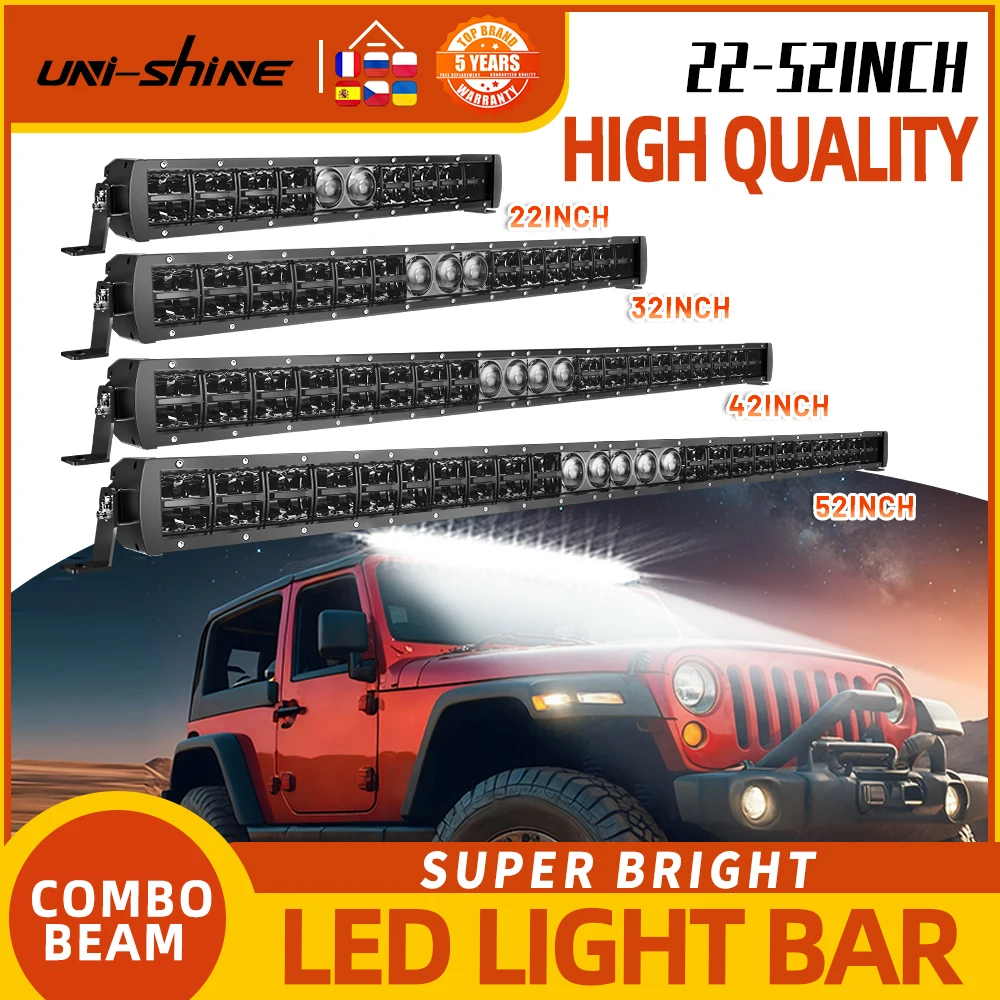 

UNI-SHINE 22 42 52 ДЮЙМА Светодиодная панель Двухрядная точечная светодиодная лампа Рабочий свет 12 В 24 В Простая установка для внедорожных грузовиков 4X4 SUV UTV ATV