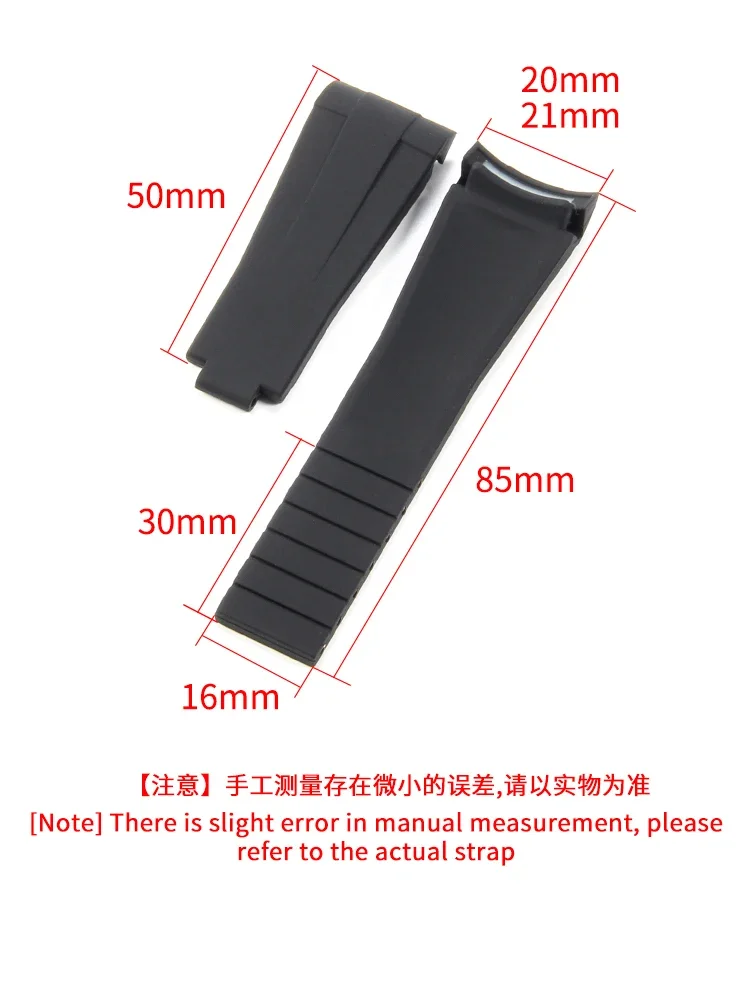 Men 20mm  Arc Natural Rubber Watch Band for Rolex Black Green Blue Water Ghost Daytona Submariner Waterproof Soft Watch Strap