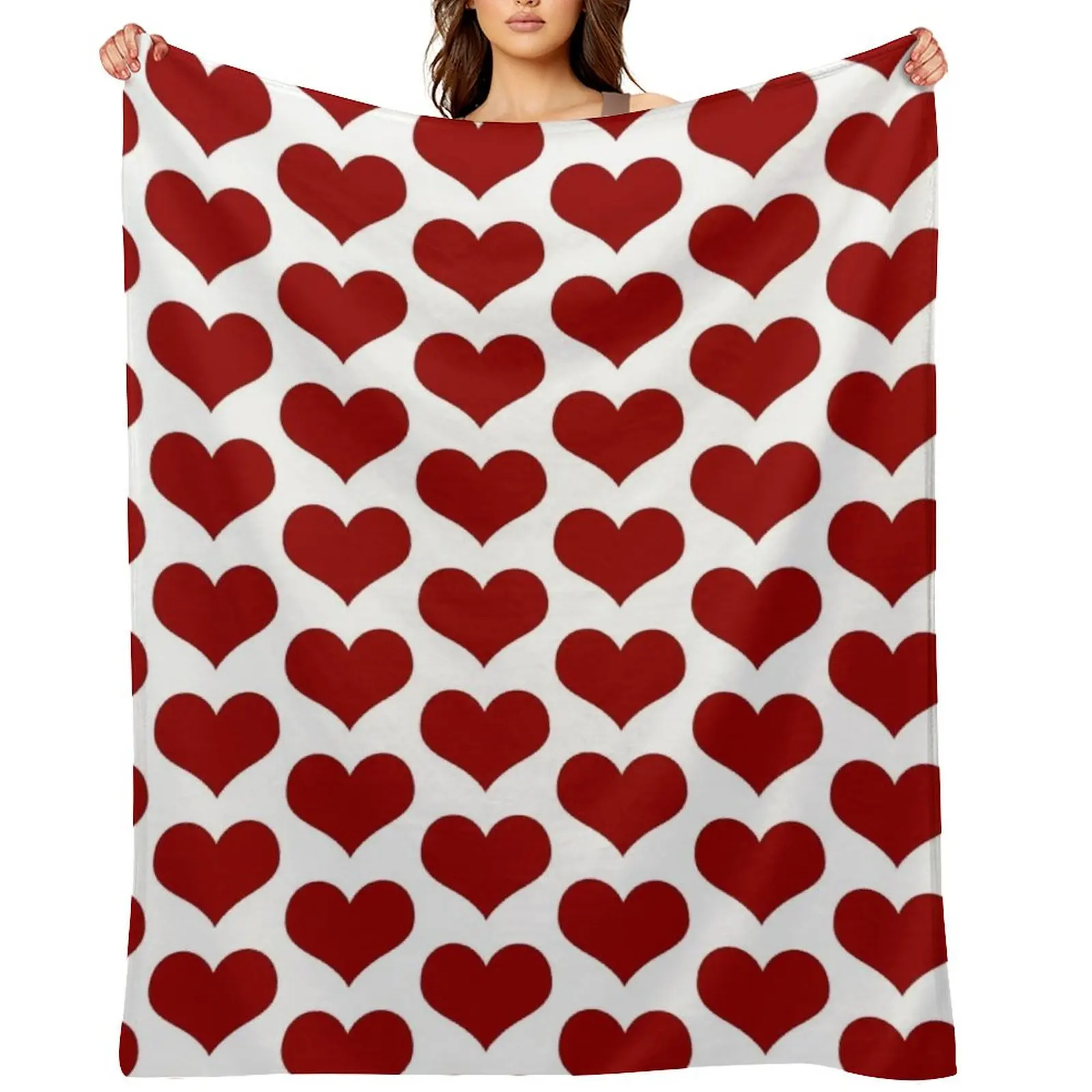 

Big Red Heart Pattern Throw Blanket Sleeping Bag Furrys Luxury Designer Blankets
