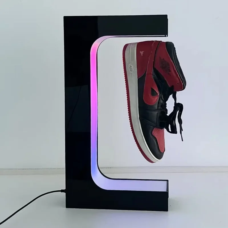 Acrylic rotating levitating magnetic floating shoe display stand for rack