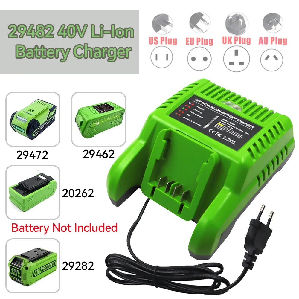 

Lithium Battery Charger 29482 G-MAX 40V For GreenWorks 40V Li-ion battery 29472 ST40B410 BA40L210 STBA40B210 29462 20262 29282