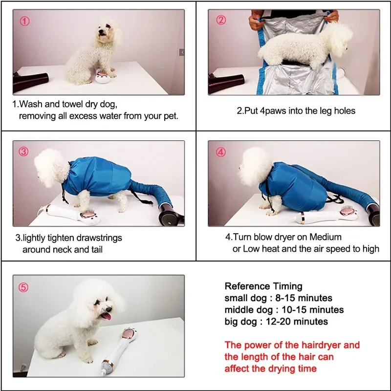 Pet Dog Drying Bag Hair Dryer Portable Fast Hair Blowing Foldable Beauty Bag Household Pet Hair Drying Bag Drying Tool Set