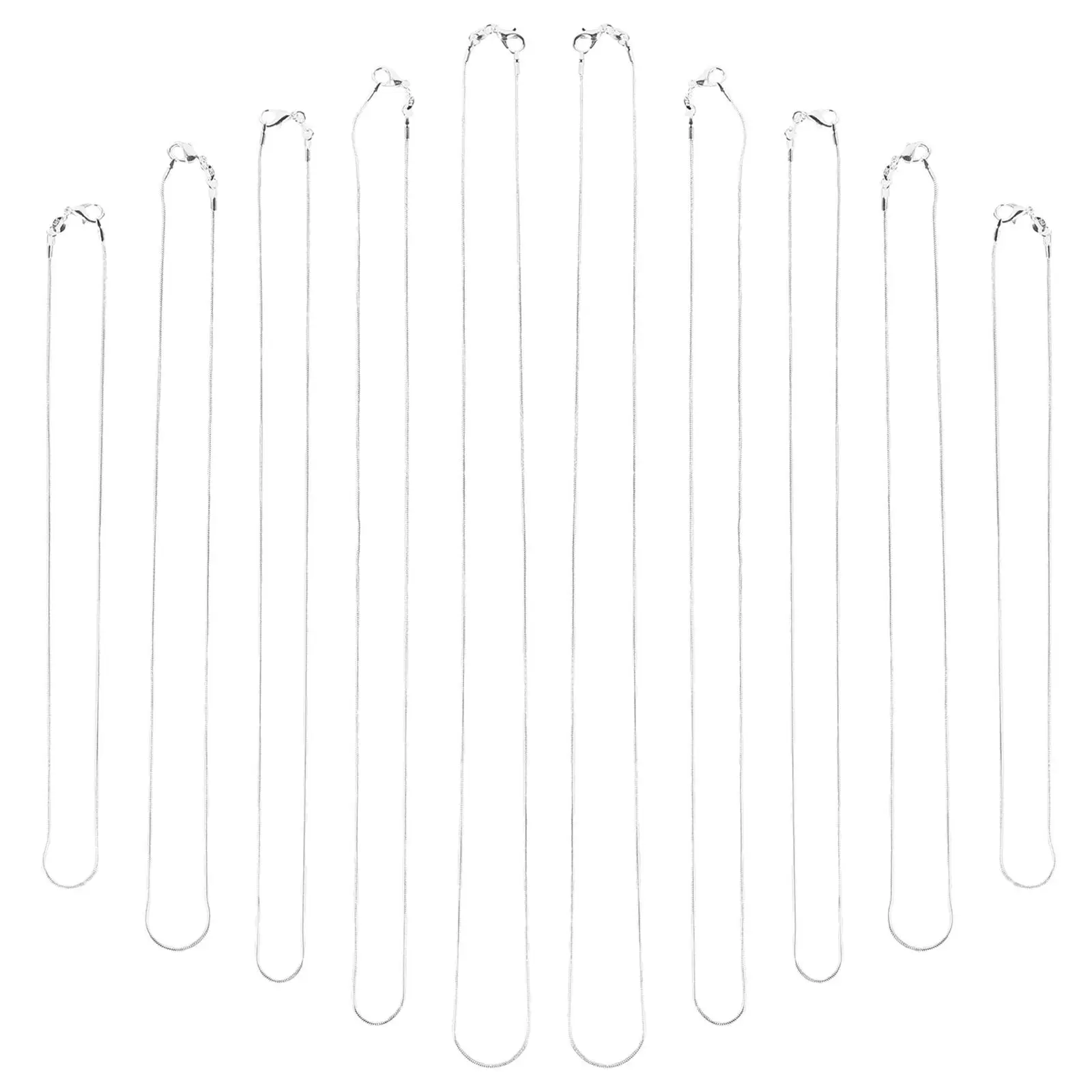 

10pcs Silver Plated Snake Chain Necklace 16 18 20 22 24 Inch Bulk Sterling Spring Ring Clasp Lightweight Banquet Party